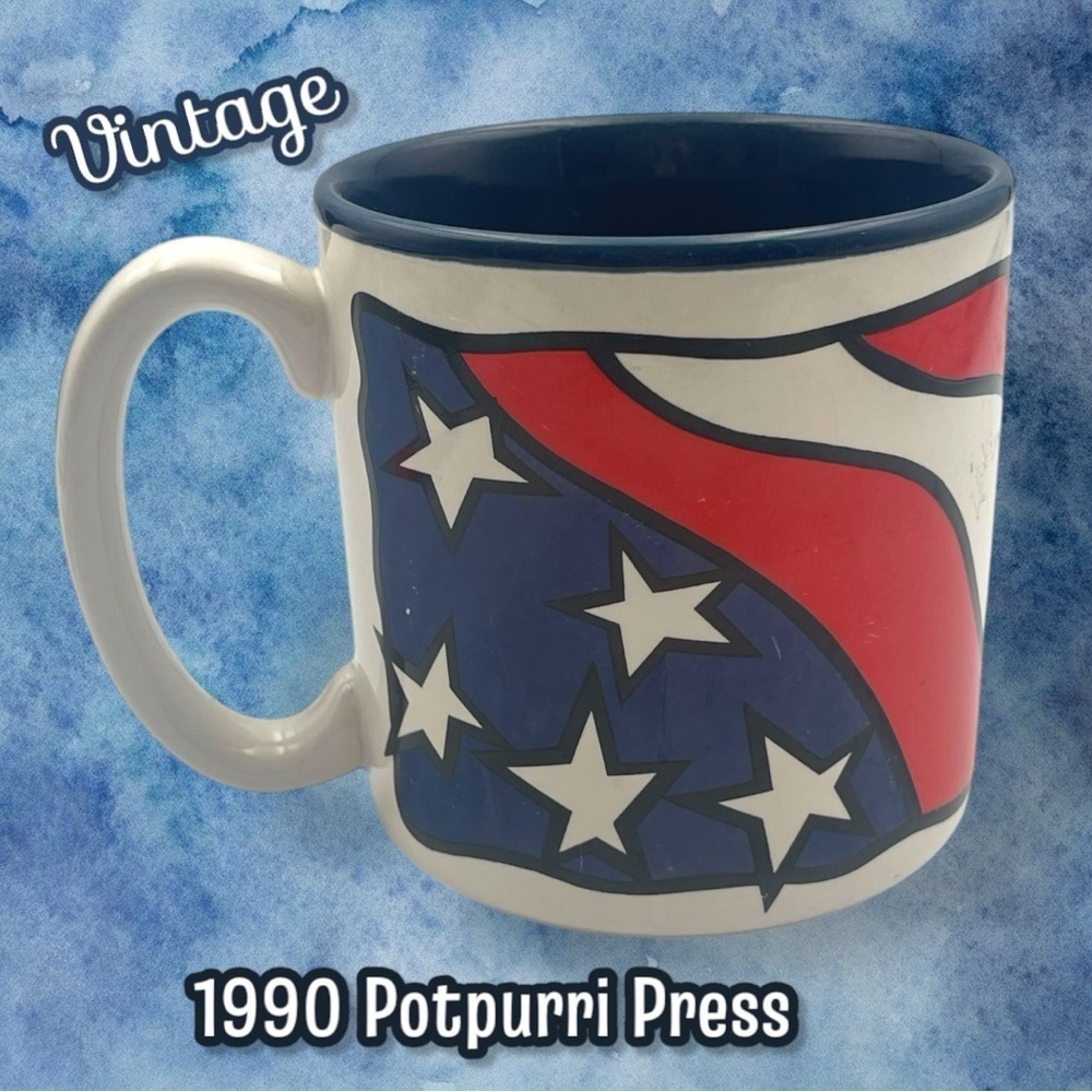 Potpourri Press Vintage Stars and Stripes USA Patriotic Coffee Tea Mug Cup 1990